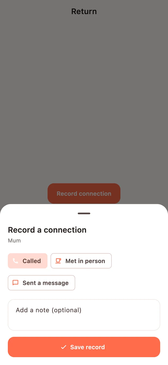 Return private interaction record sheet